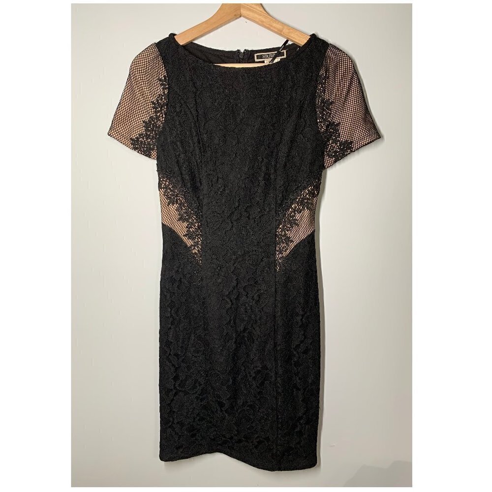 Nikibiki Women's Size Small S Black Lace Formal Shift Dress Knee Lenght